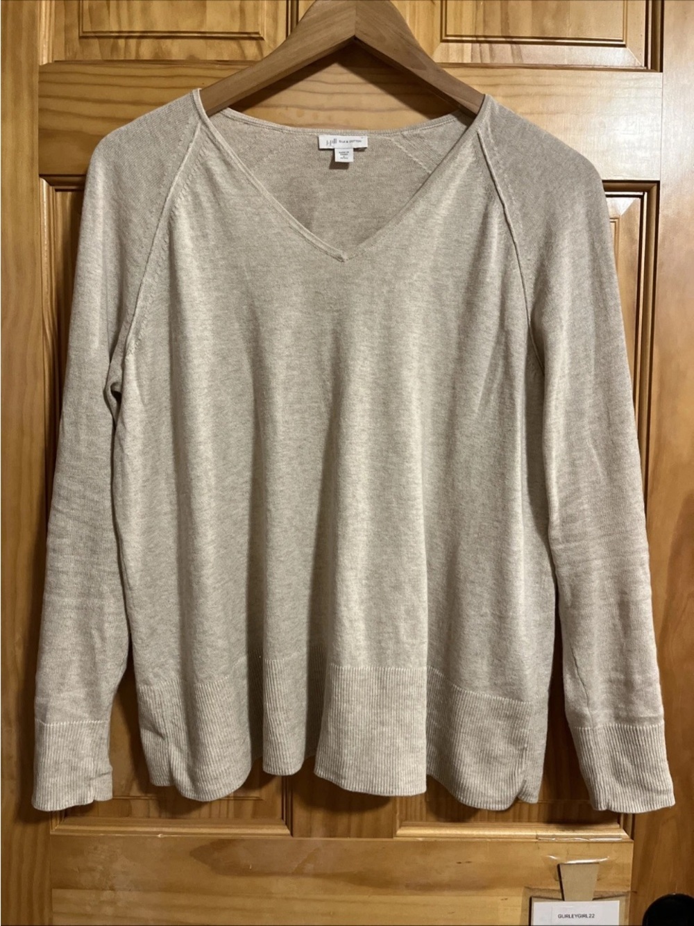 J. Jill Silk & Cotton Cream V-Neck Lightweight Knit Sweater S